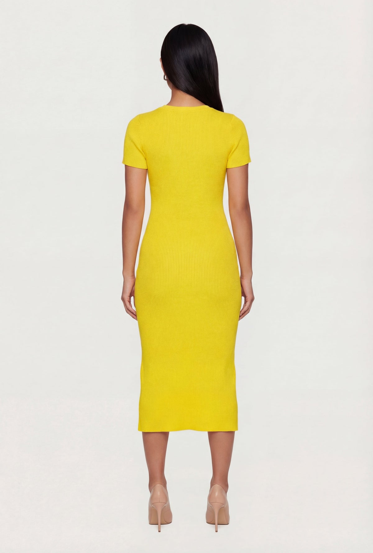 Milla Knit Dress with Ribbed Body and Front Slit