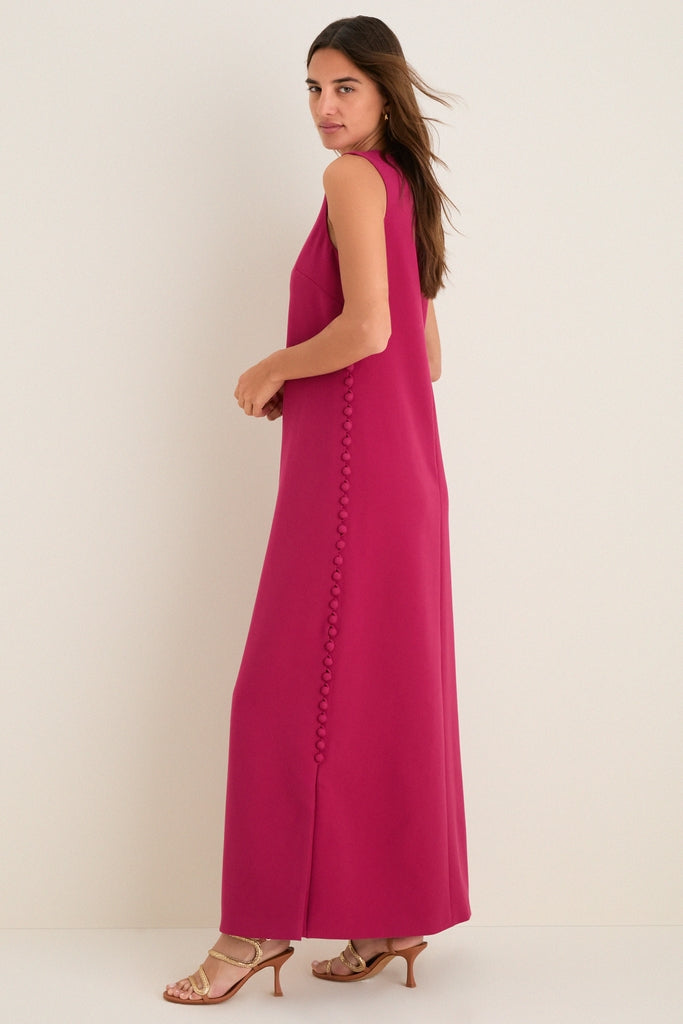 Joanna Crepe Maxi Dress in Raspberry
