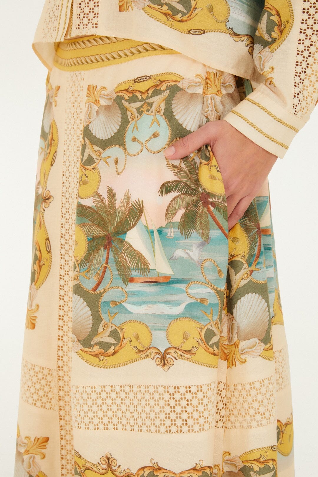 Antonia Skirt with Crochet Detail and Printed Panels