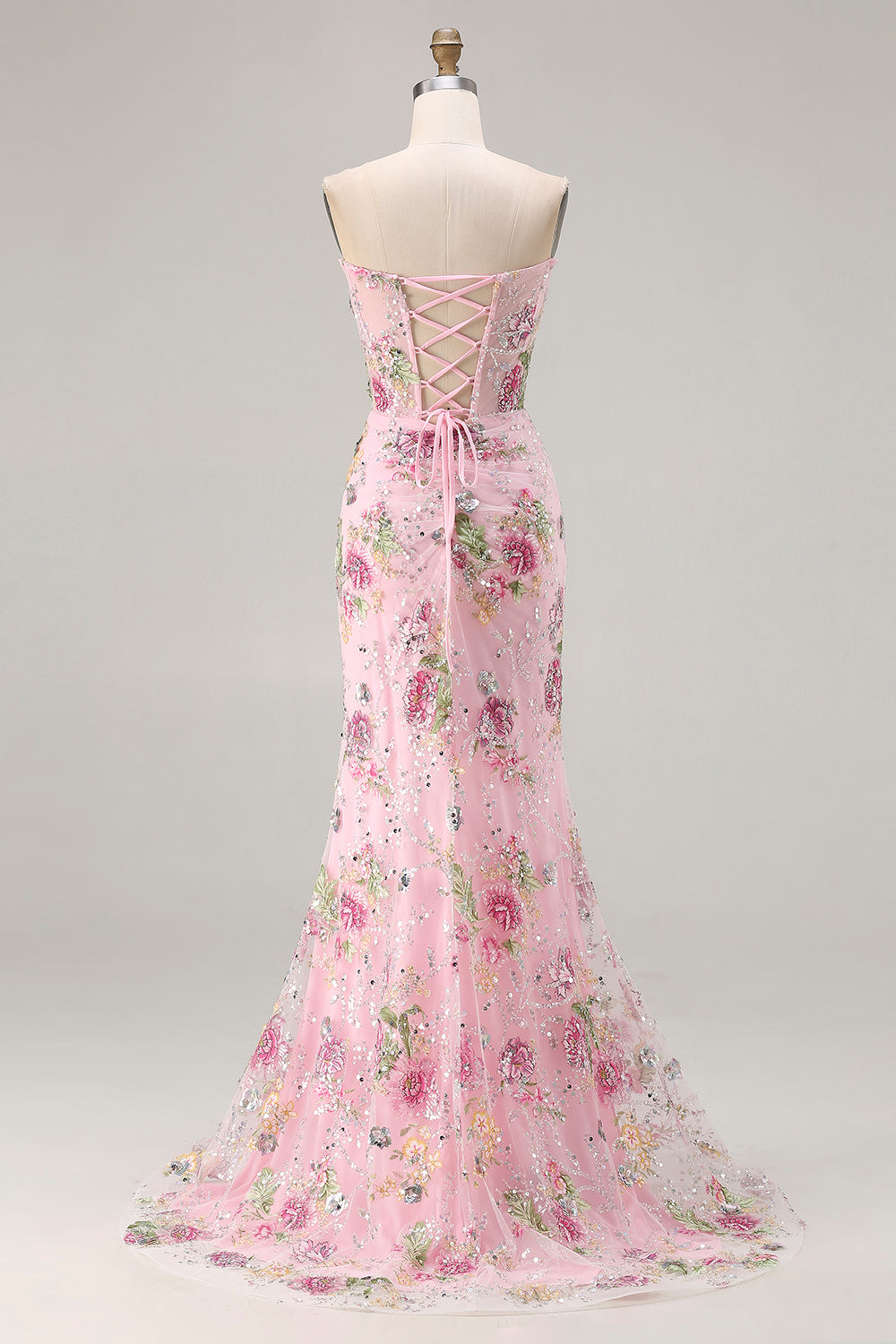Tessa Sequin Dress with Corset Bodice and High Slit