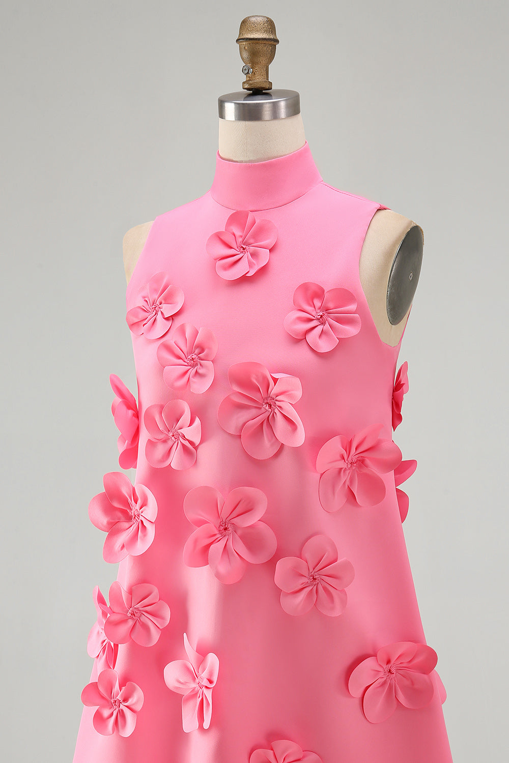 Giovanna Homecoming Dress with High Neck and 3D Flowers
