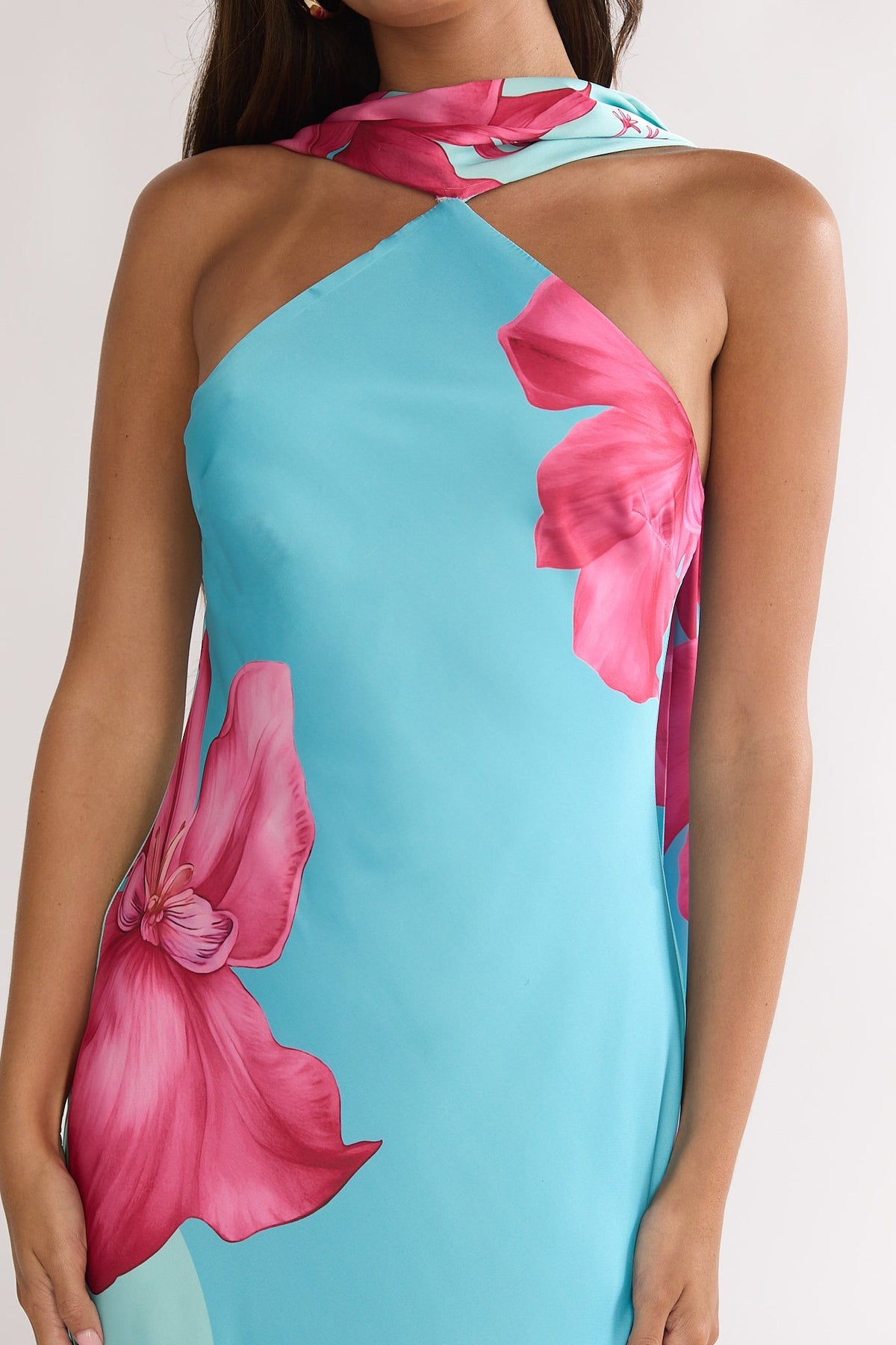 Risha Pink Maxi Dress with Scarf Detail