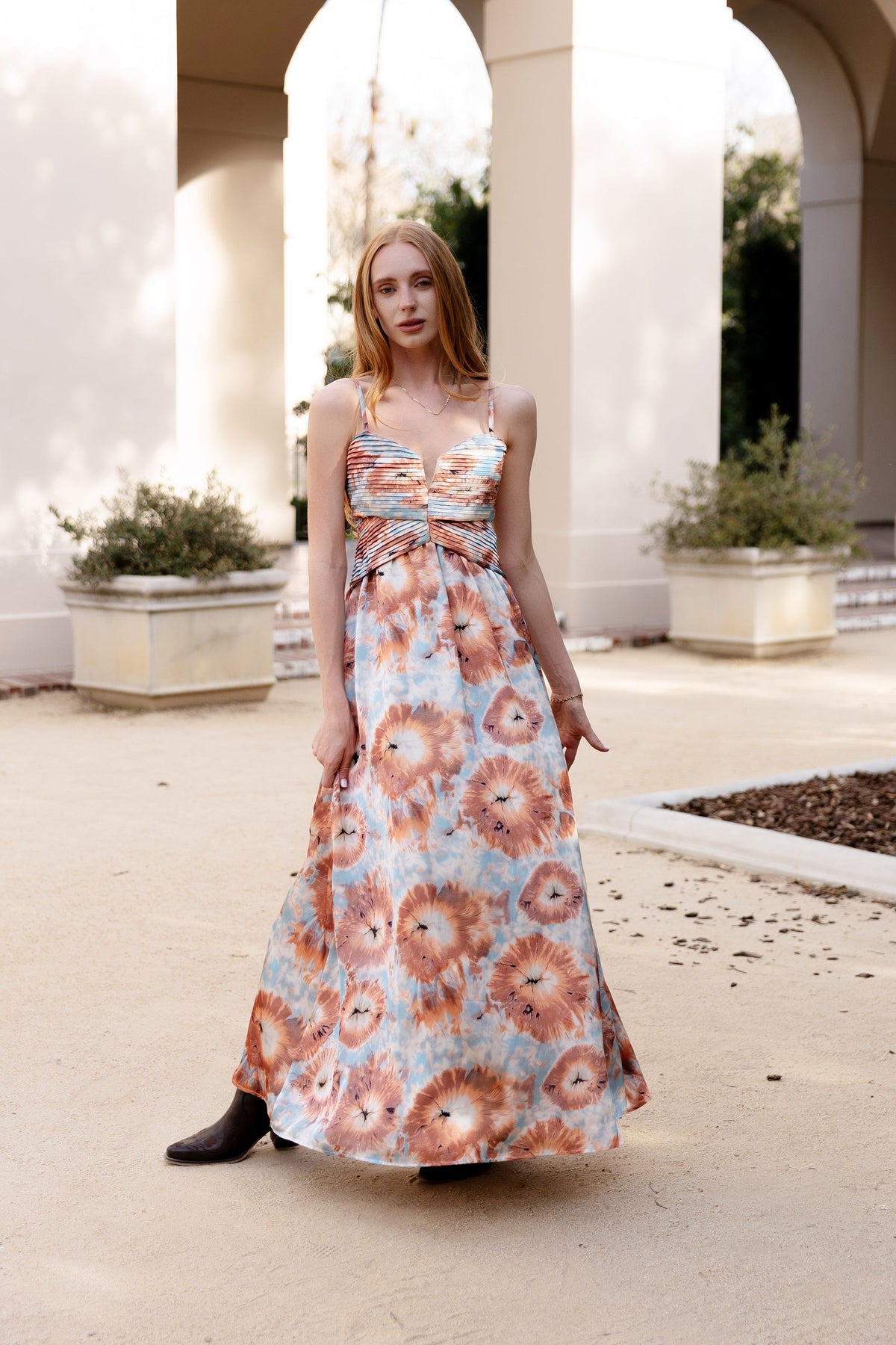 Tindra Pleated Bodice Maxi Dress