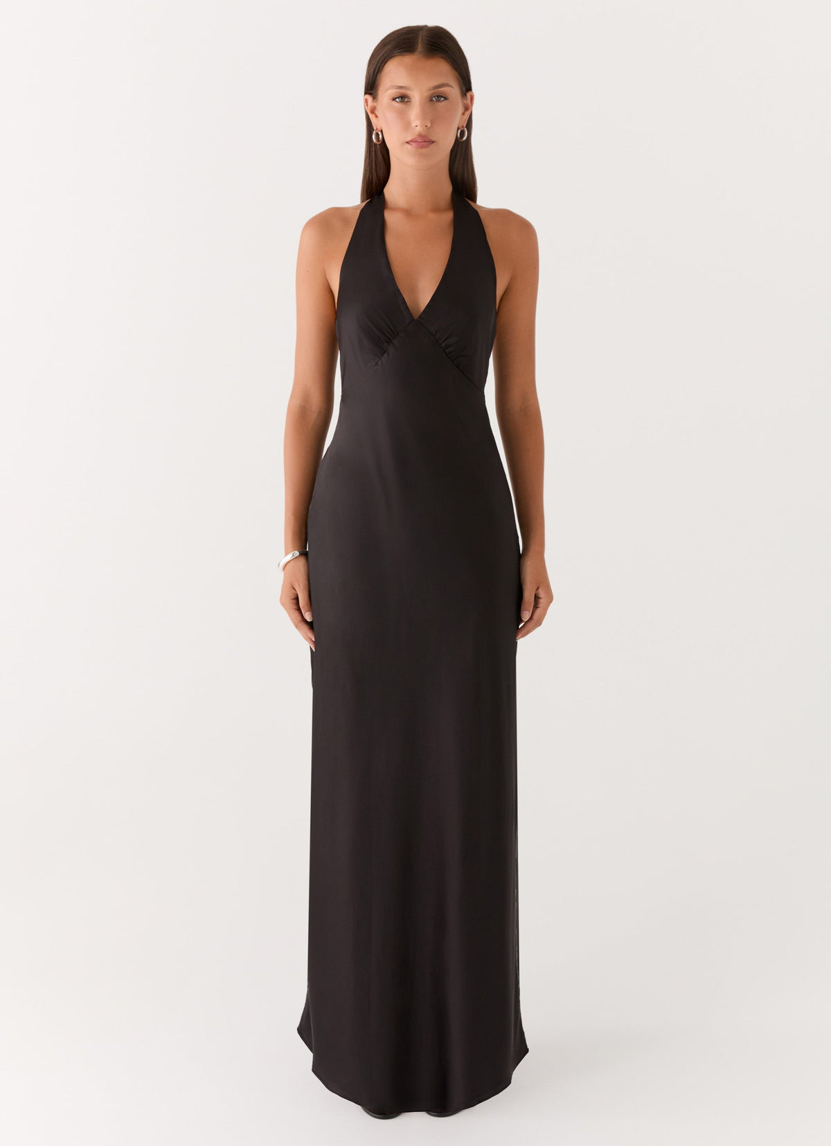 Karina Black Dress with Halter Neck and Open Back