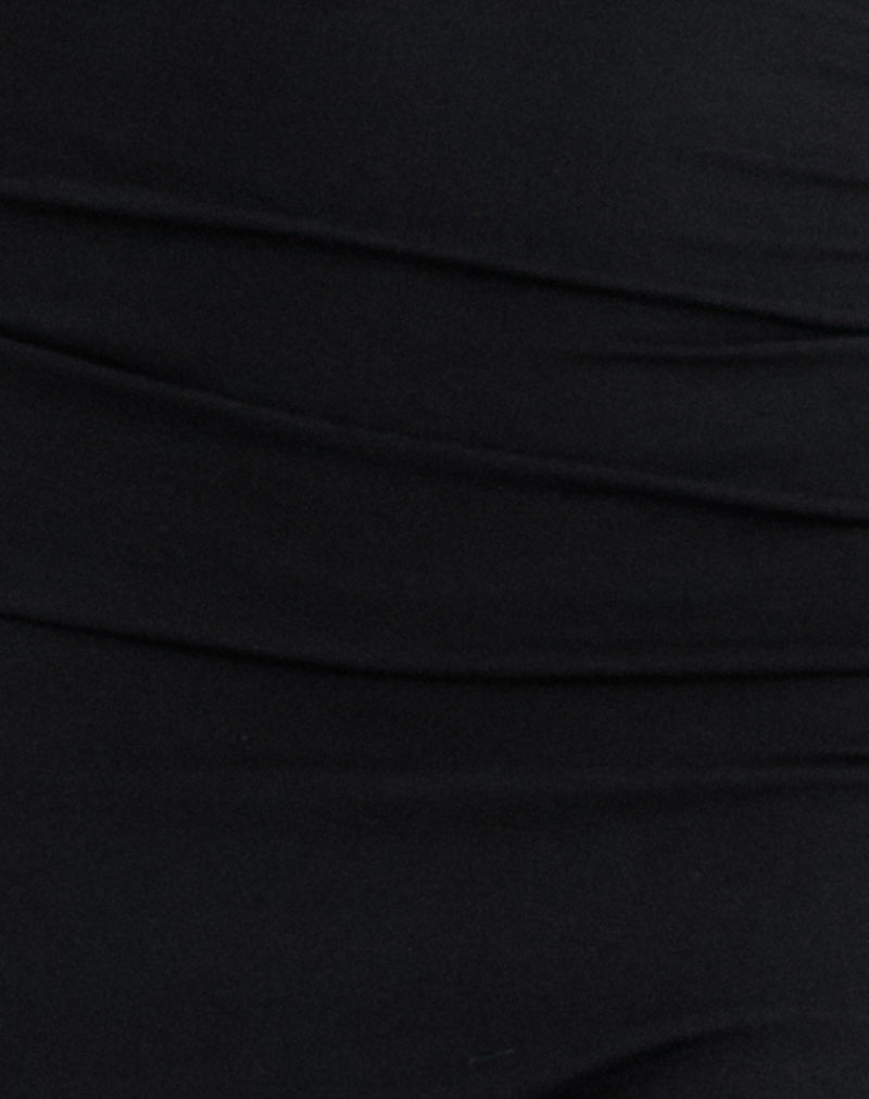 Bree Black Dress with V Neck and Fluted Midi Hem