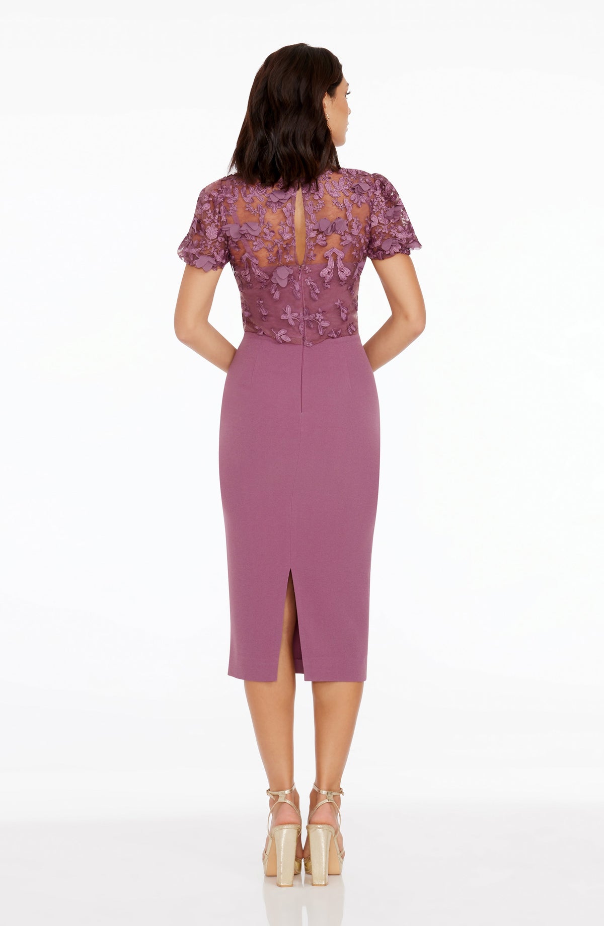 Cadence Black Dress with Puff Sleeves and Midi Length