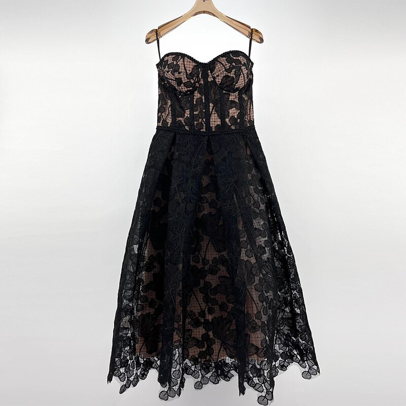 Alina Embroidered Strapless Wrap Dress