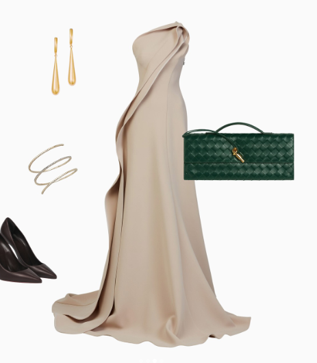 Inez One-Shoulder Evening Gown