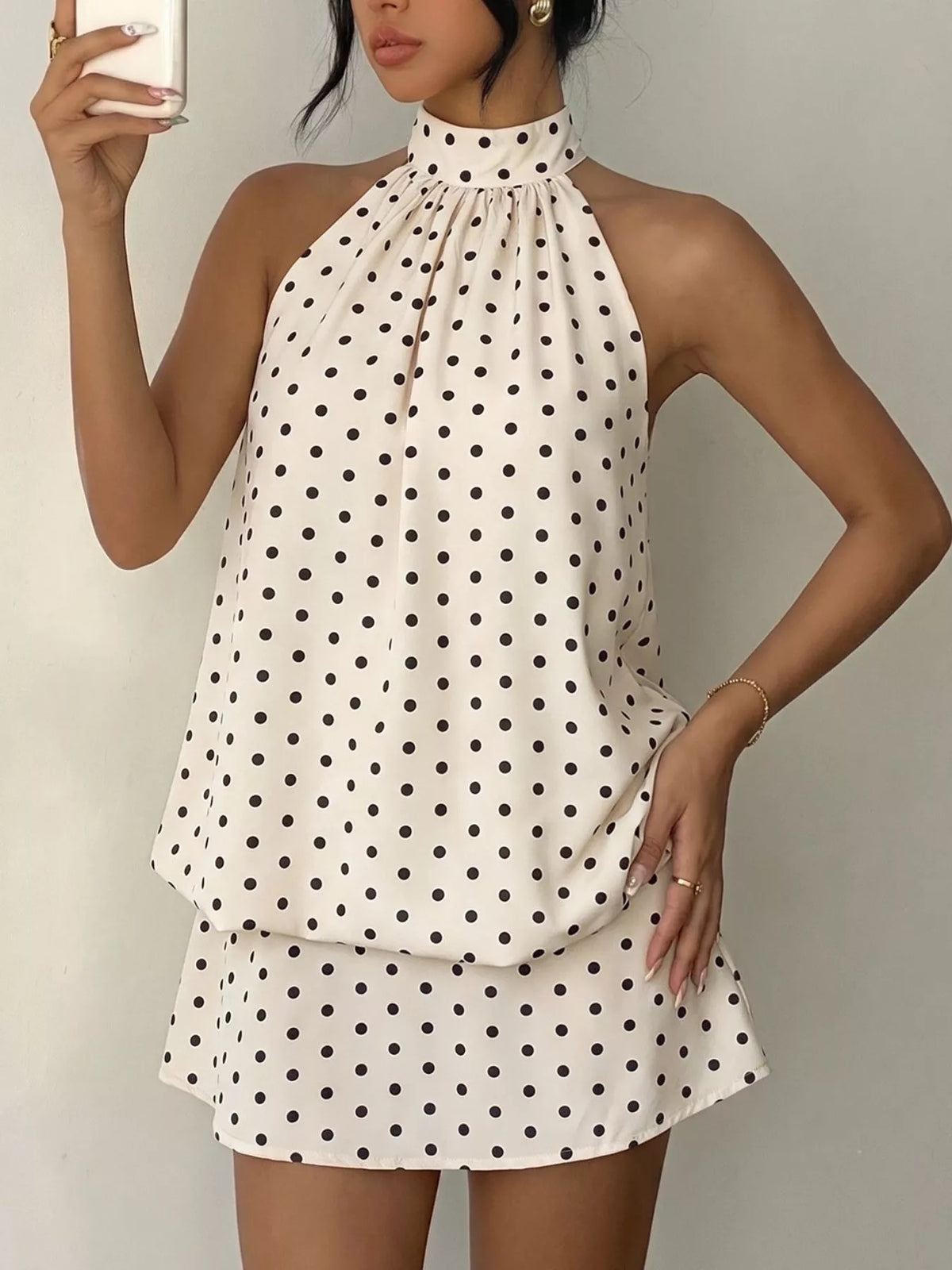 Mina Polka Dot Halter Mini Dress