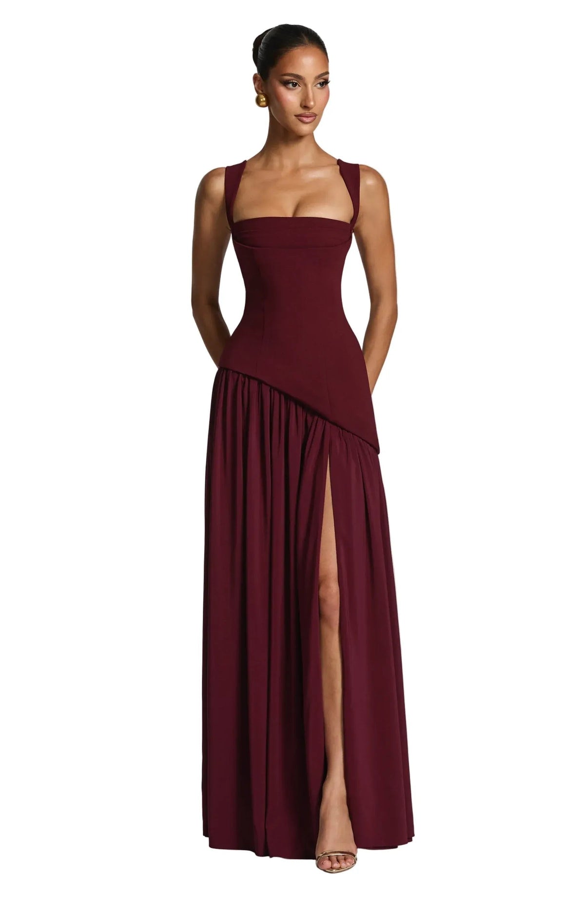 Alisa Square Neck A-Line Maxi Dress