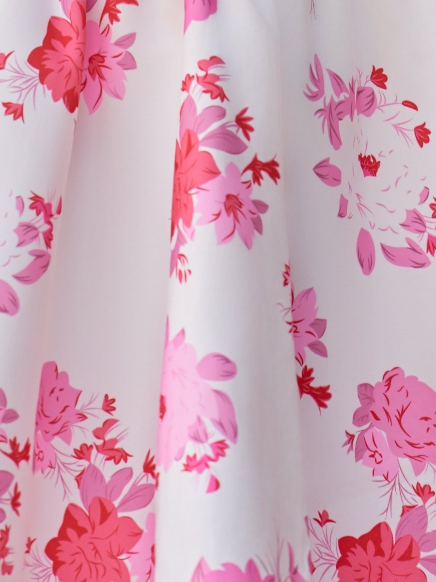 Henrietta Homecoming Dress with Floral Satin and Full Skirt