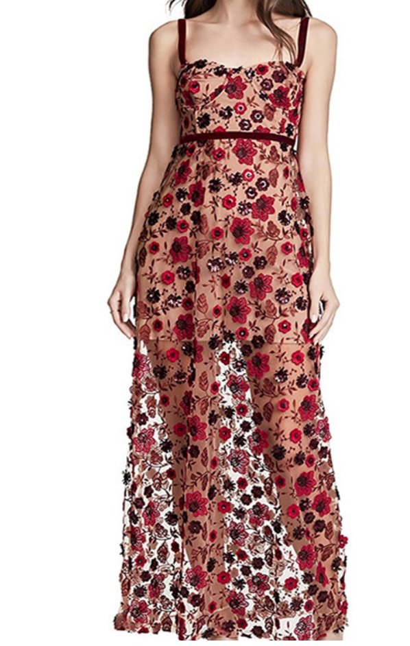 Lucie Red Print Maxi Dress