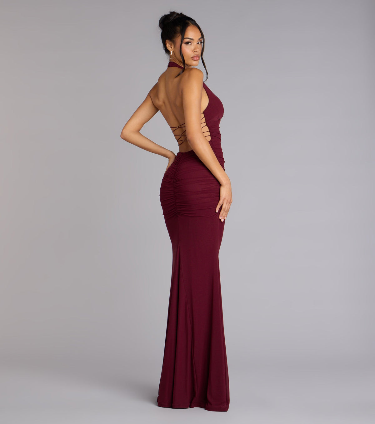 Estelle Formal Dress with Mesh Body and Strappy Open Back