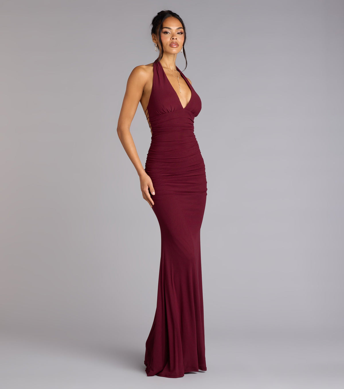 Estelle Formal Dress with Mesh Body and Strappy Open Back