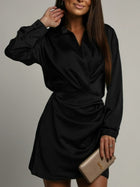 Ebba Long Sleeve Dress with Collar and Wrapped Waist