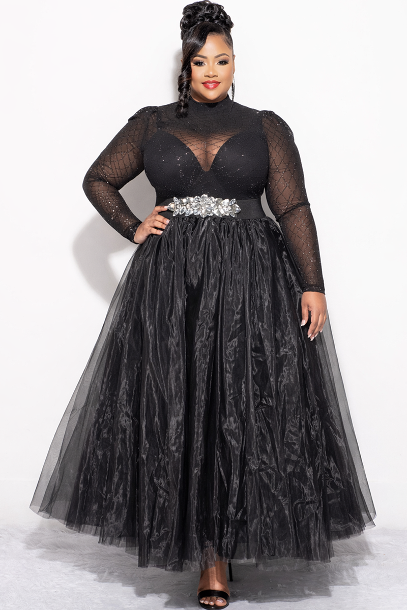 Elise Black Skirt with Tulle Layers and Full Sweep