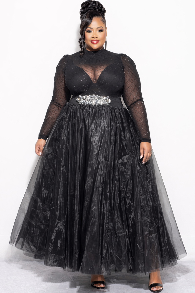 Elise Black Skirt with Tulle Layers and Full Sweep