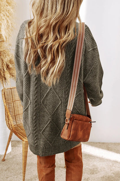 Dagny Sweater Dress with Cable Knit and Round Neck