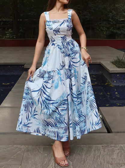Eloisa Tropical Blue Maxi Dress