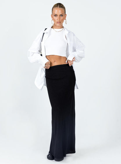 Estella Black Skirt with Column Cut and High Waist