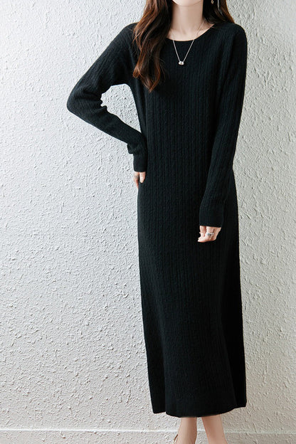 Britt Sweater Dress with Cable Knit and Fluted Hem