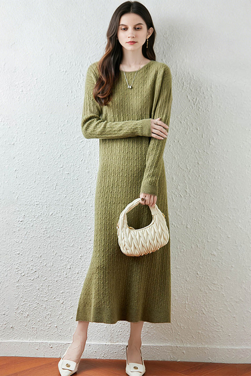 Britt Sweater Dress with Cable Knit and Fluted Hem