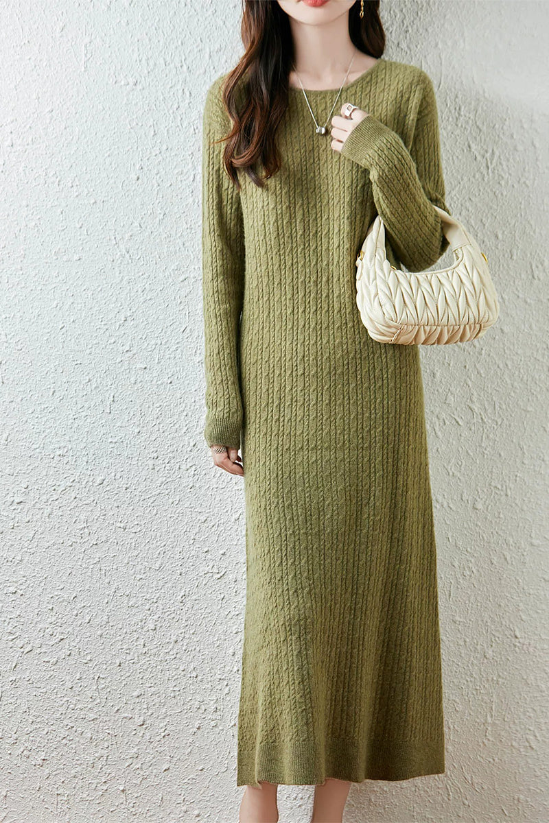 Britt Sweater Dress with Cable Knit and Fluted Hem