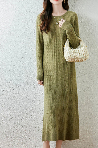 Britt Sweater Dress with Cable Knit and Fluted Hem