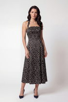 Florianne Black Dress with Polka Dots and Strapless Neck
