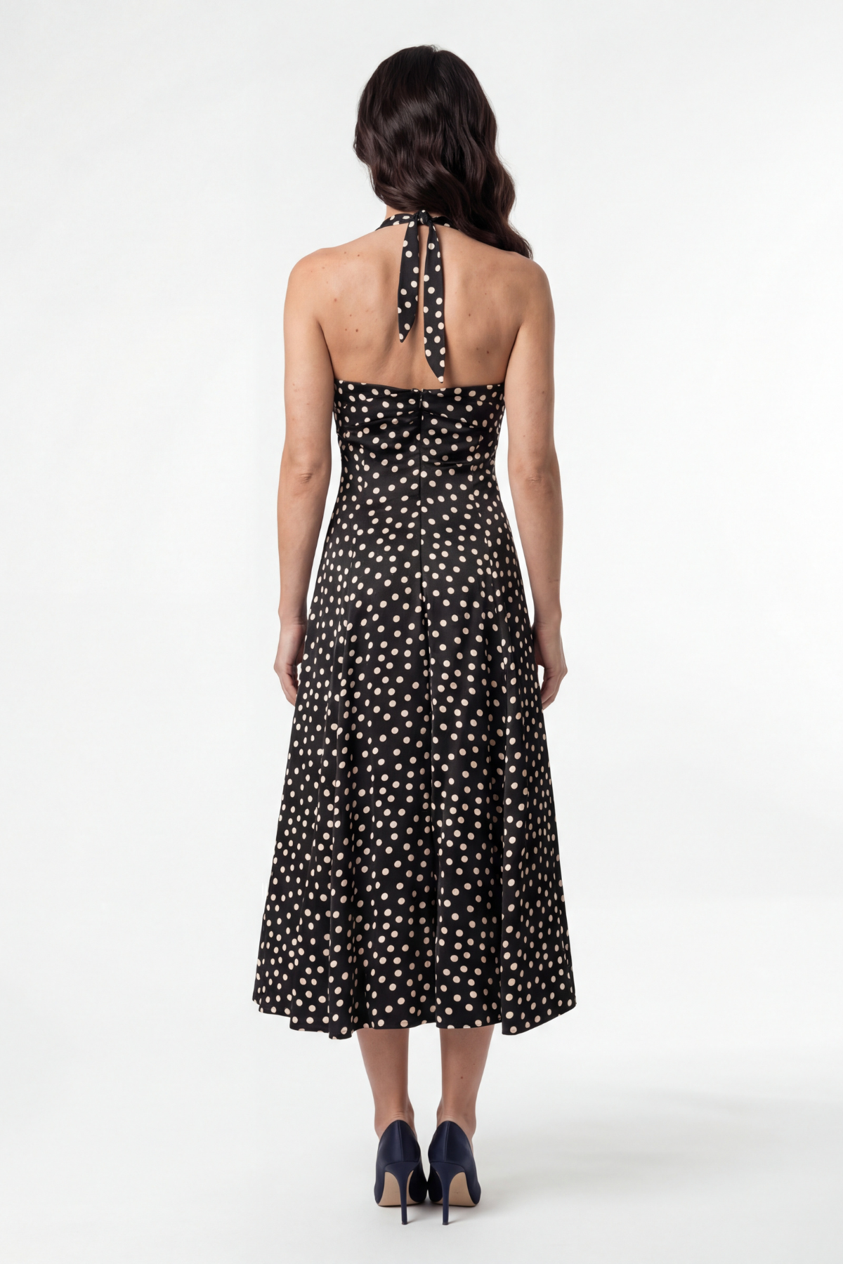 Florianne Black Dress with Polka Dots and Strapless Neck