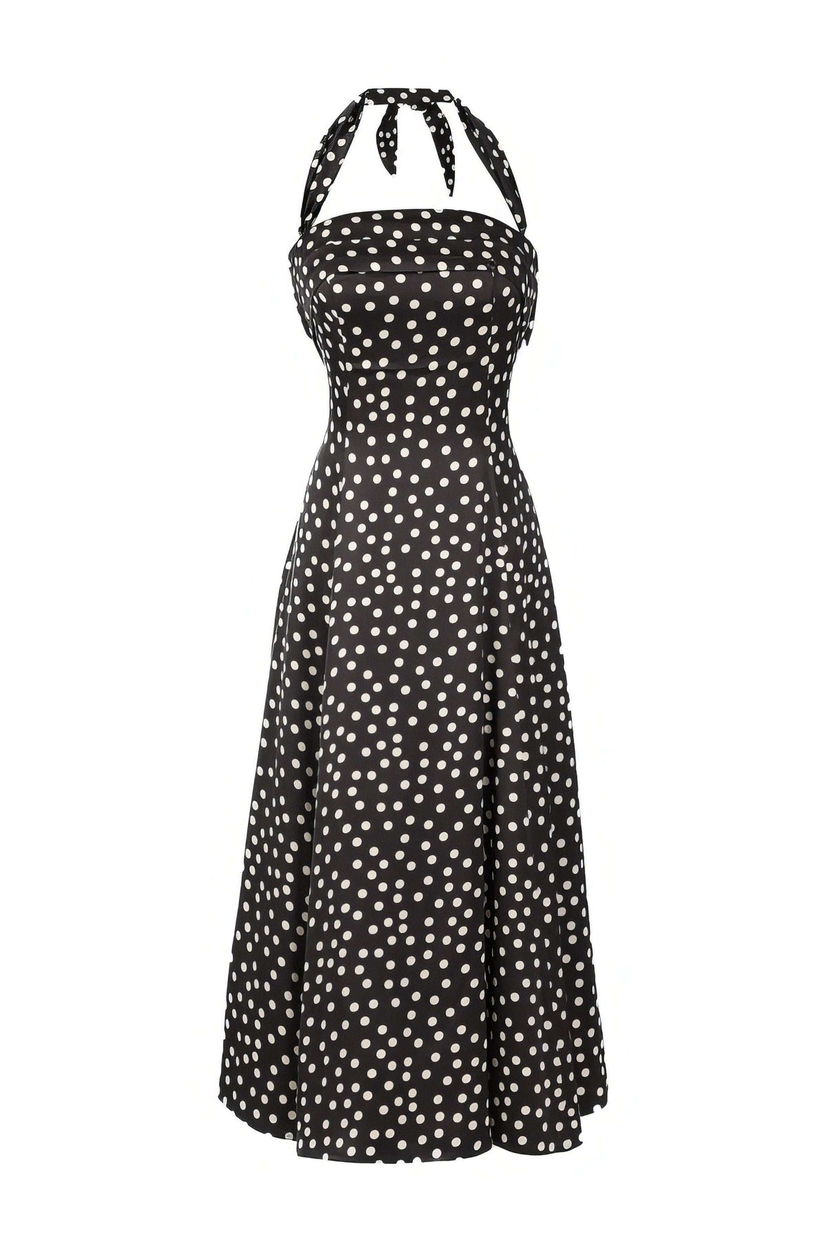 Florianne Black Dress with Polka Dots and Strapless Neck