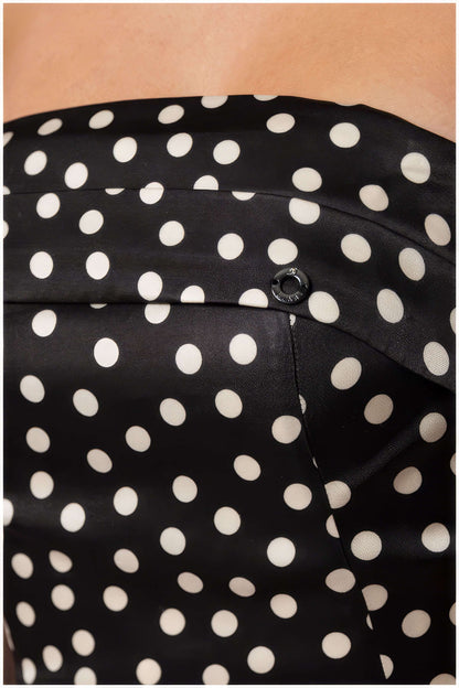 Florianne Black Dress with Polka Dots and Strapless Neck