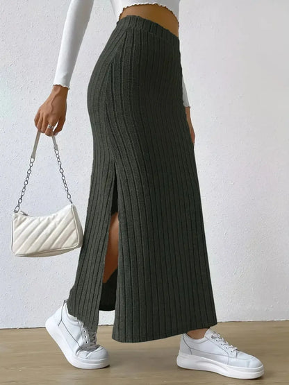 Adela Skirt with Ribbed Knit and High Waist