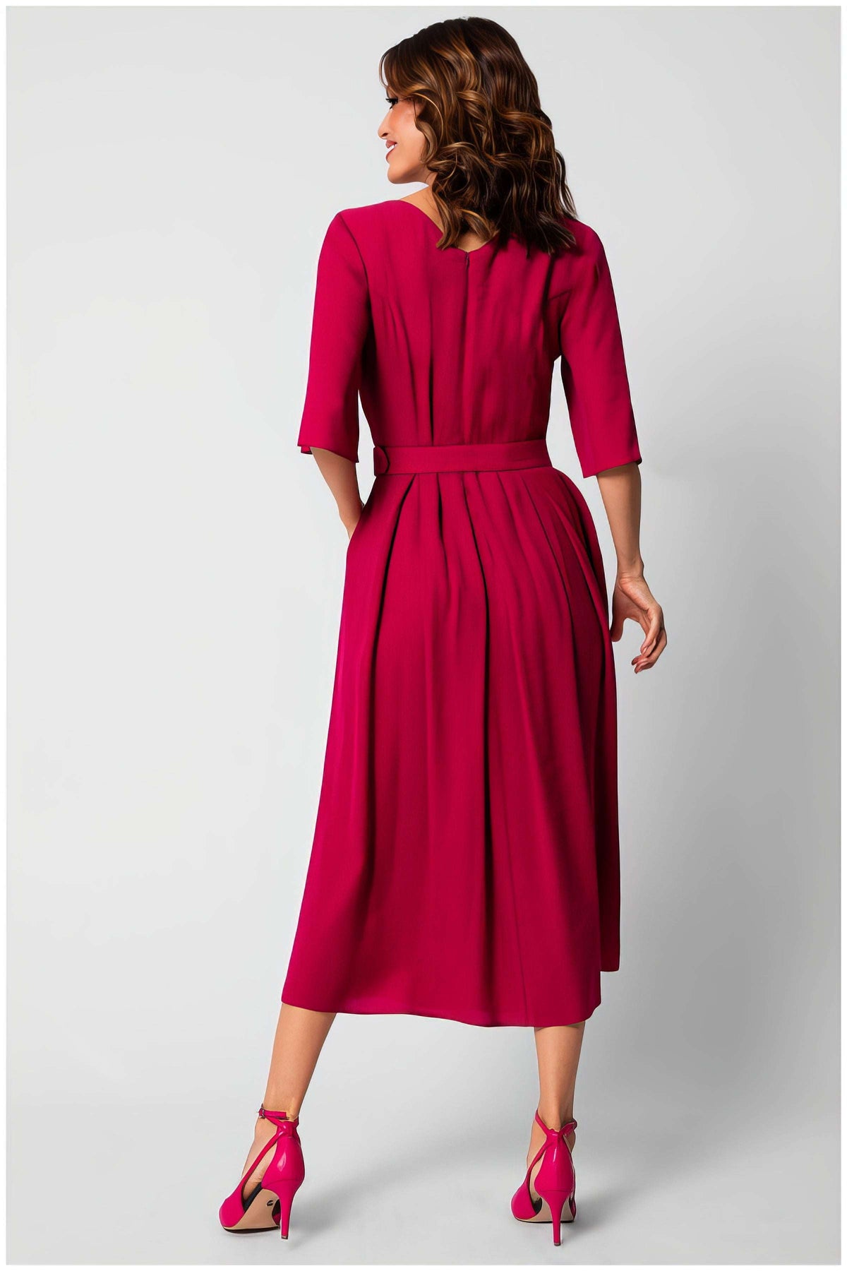 Saffie Belted A-Line Cocktail Midi Dress