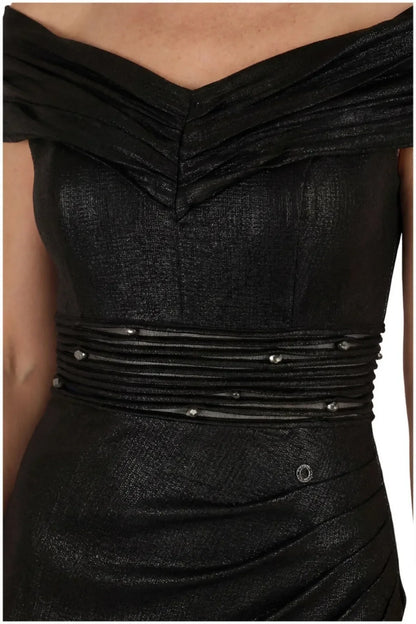 Sidonie Cocktail Dress with Off Shoulder Neck and Ruched Waist