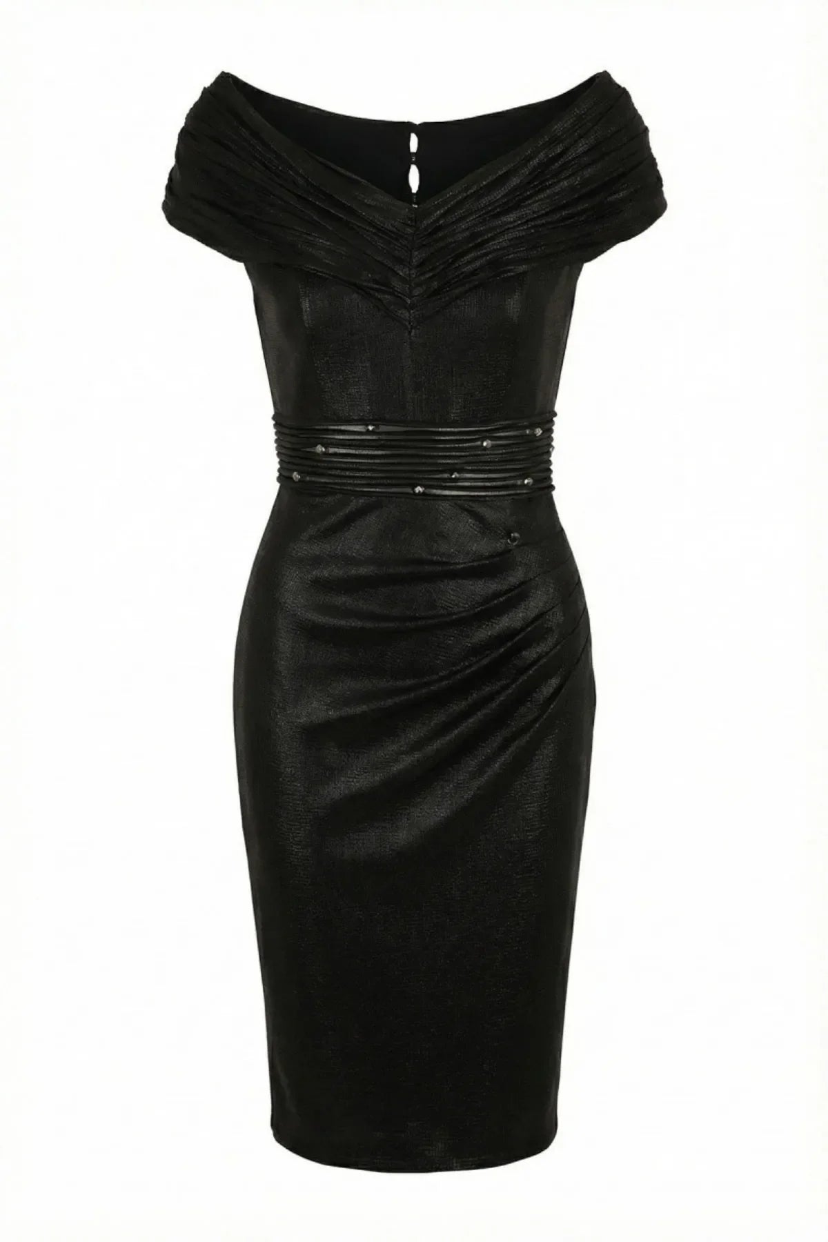 Sidonie Cocktail Dress with Off Shoulder Neck and Ruched Waist