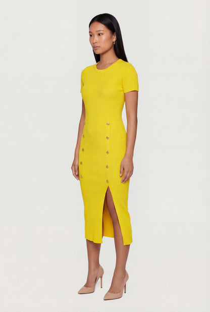 Milla Knit Dress with Ribbed Body and Front Slit