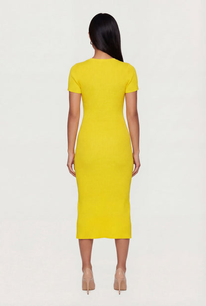 Milla Knit Dress with Ribbed Body and Front Slit