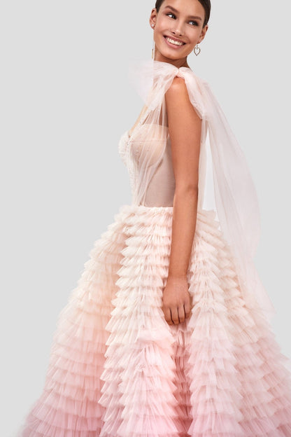 Kara Formal Gown with Ombre Tulle and Layered Ruffles