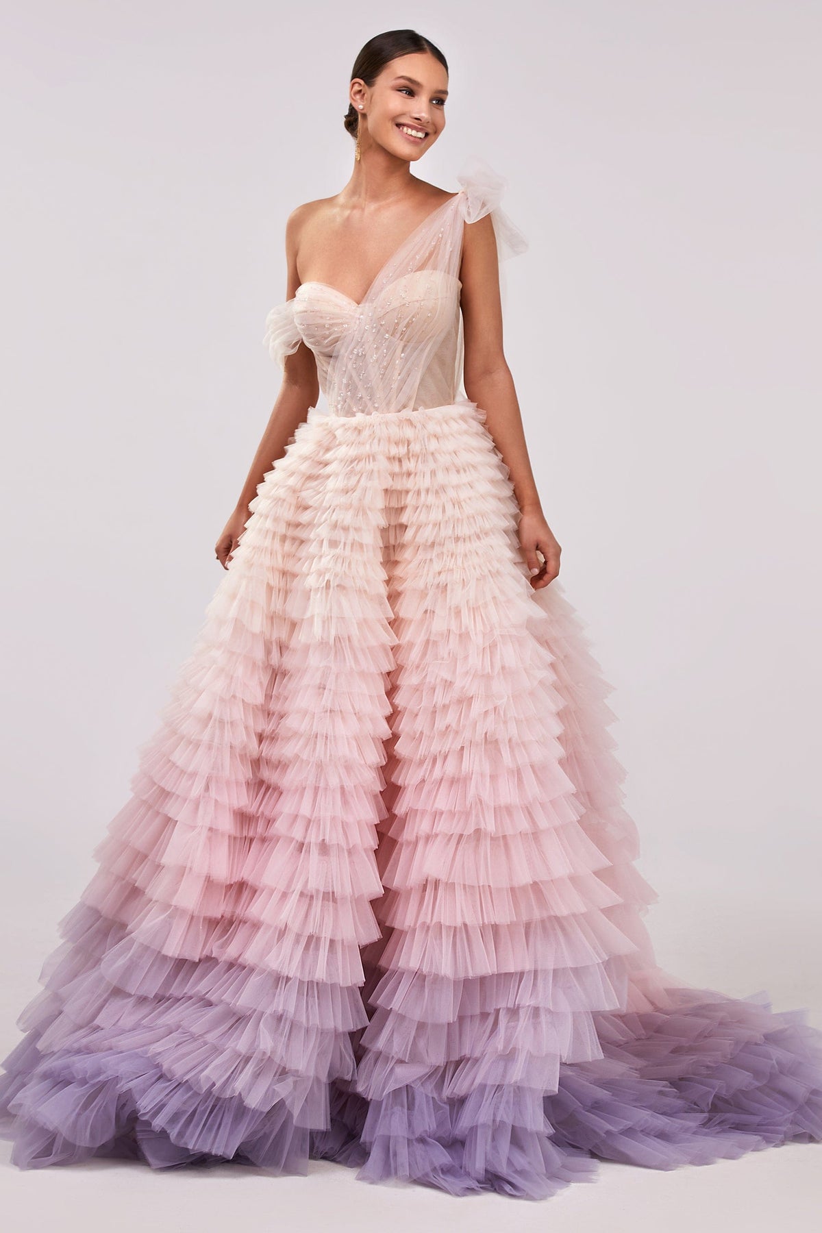 Kara Formal Gown with Ombre Tulle and Layered Ruffles