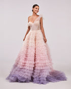 Kara Formal Gown with Ombre Tulle and Layered Ruffles