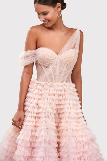 Kara Formal Gown with Ombre Tulle and Layered Ruffles