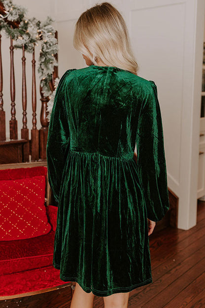 Carys Velvet Dress with Bow Detail and High Waist