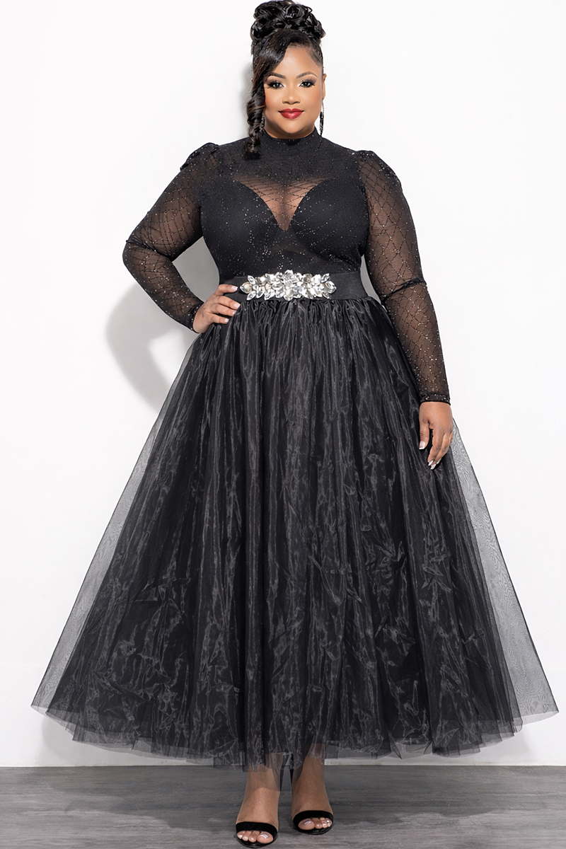 Elise Black Skirt with Tulle Layers and Full Sweep