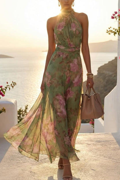 Doris Floral Halter Maxi Dress