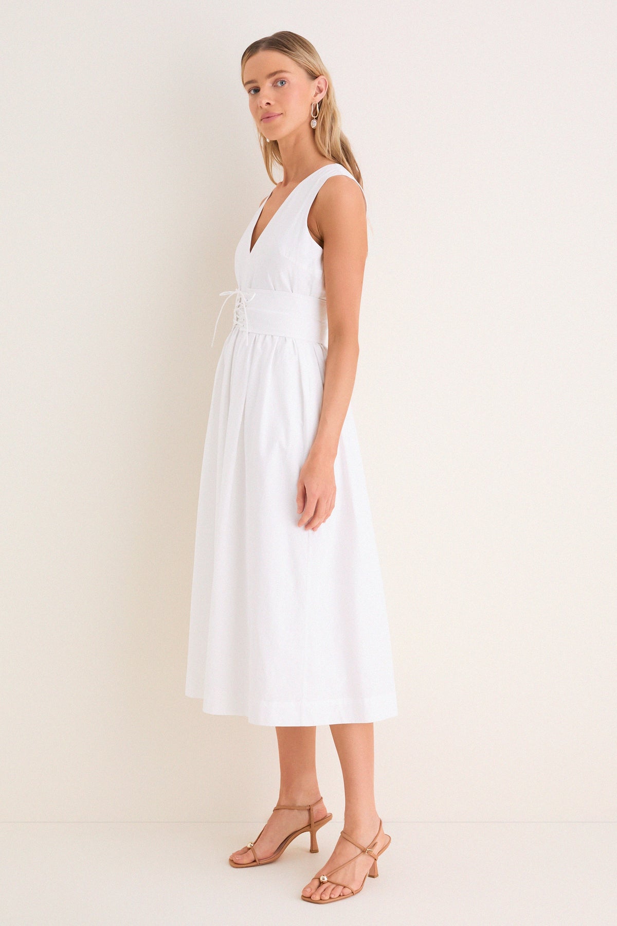 Marilyn Lace Midi Dress in Ivory