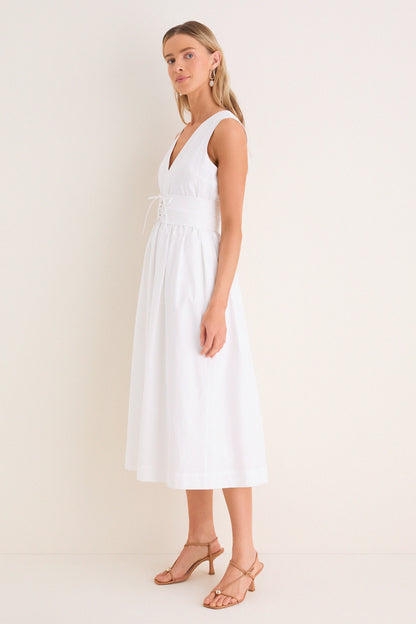 Marilyn Lace Midi Dress in Ivory