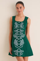Dana Embroidered Sage Green Mini Dress