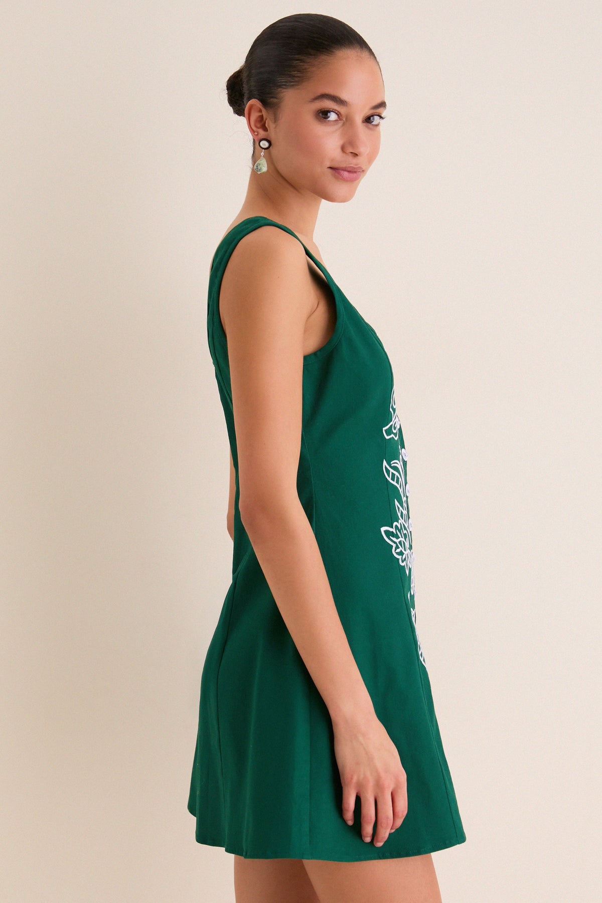 Dana Embroidered Sage Green Mini Dress
