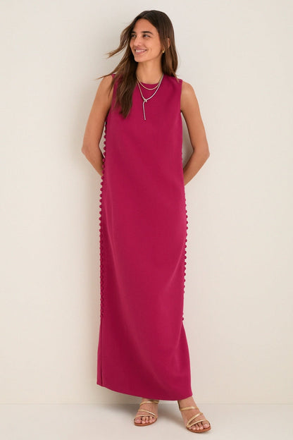 Joanna Crepe Maxi Dress in Raspberry